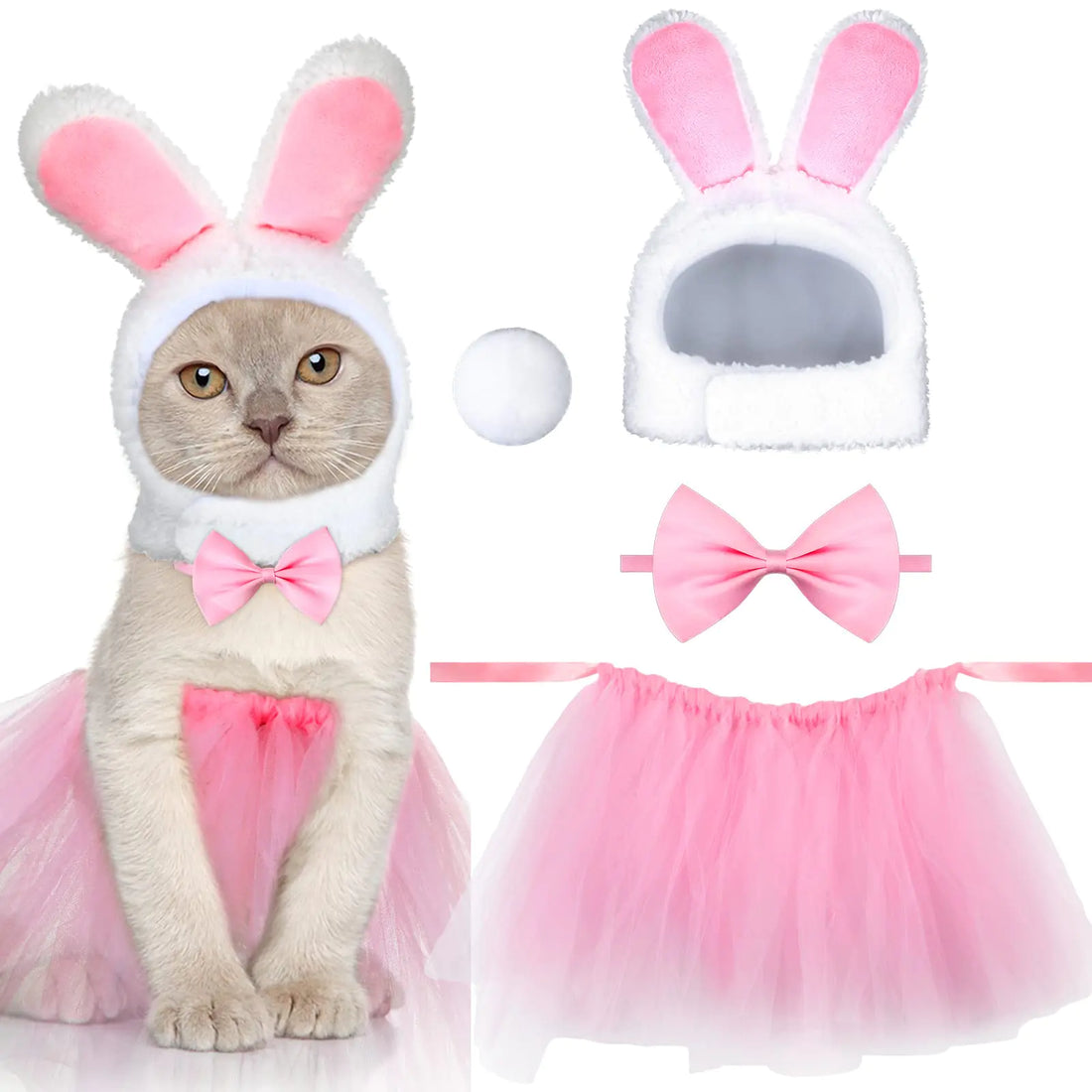 4 Pcs Bunny Costume Set for Cat Small Dog