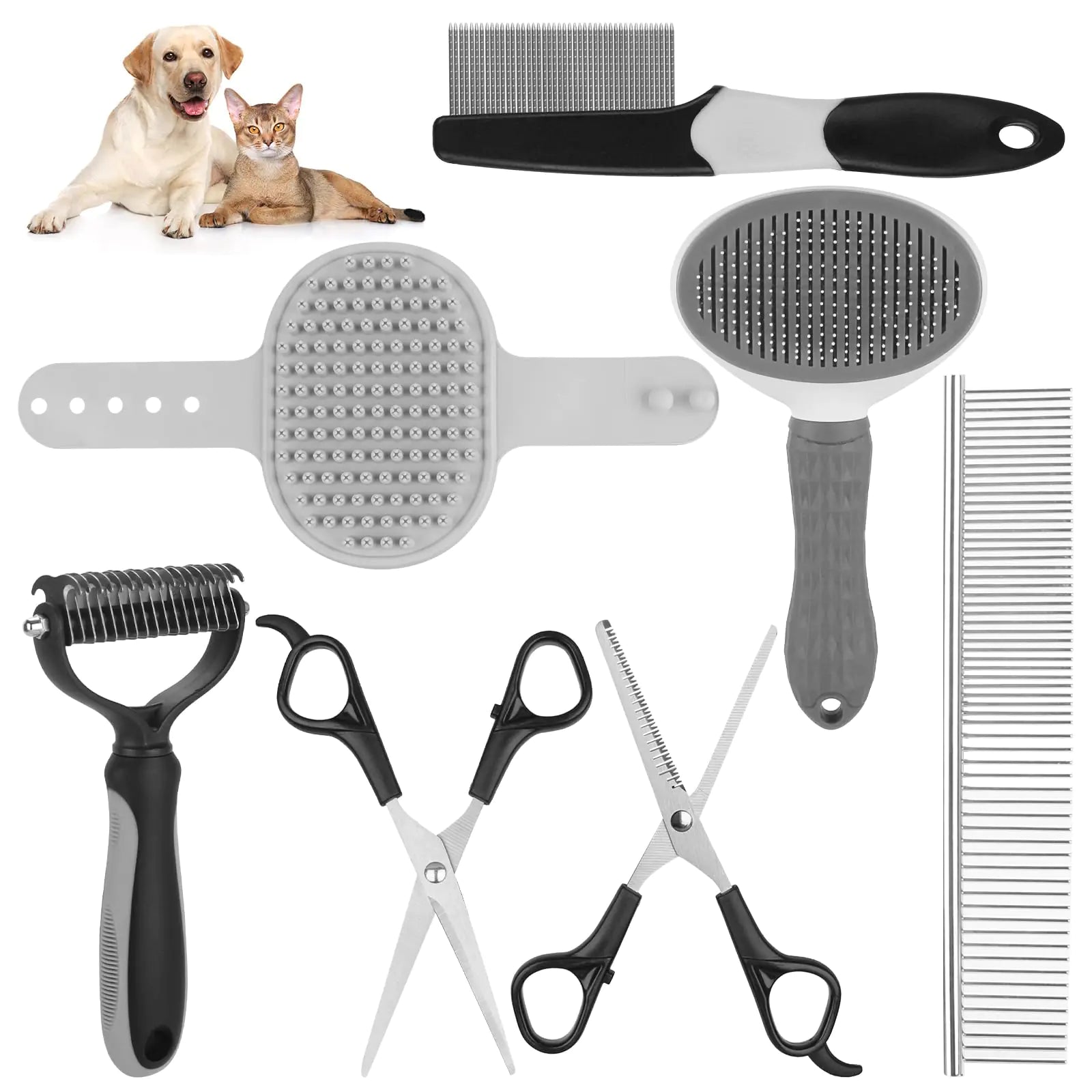 Aiolpy Pet Grooming Kit with Pet Shedding Slicker Brush Bath Massage