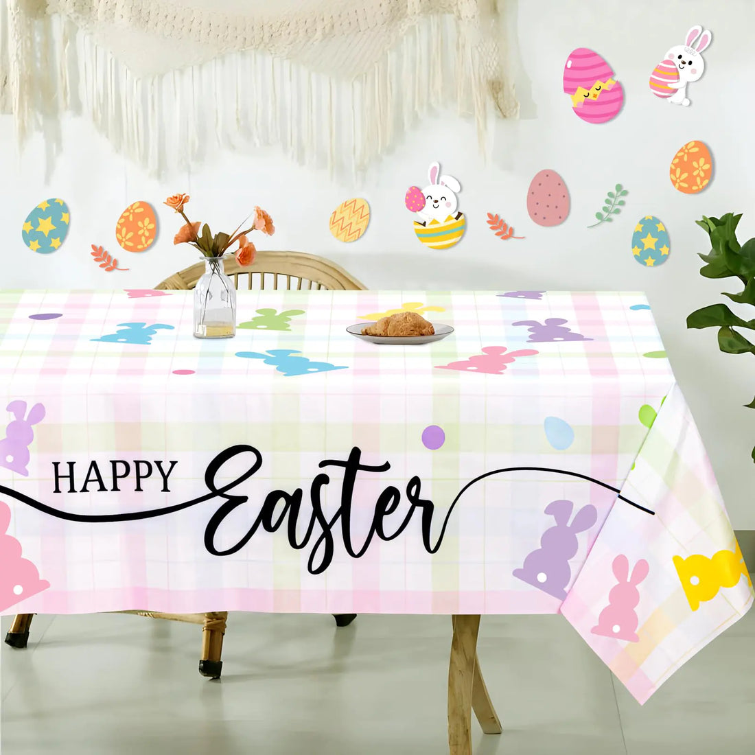 Tieshankao Easter Tablecloth Decorations 60x84 Inch