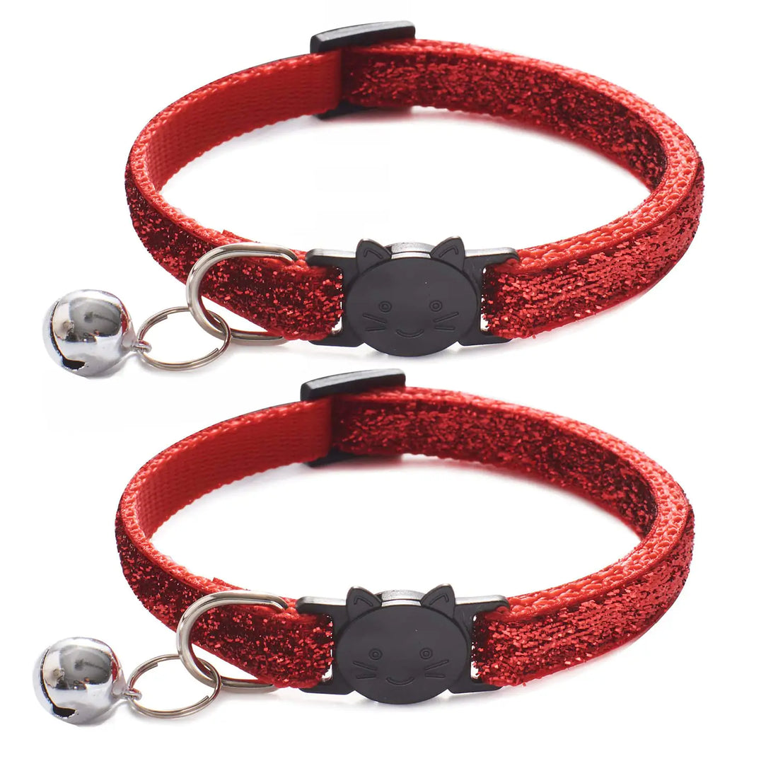 Cat CollarsBreakaway Cat Collars with BellsAdjustable Reflective Cute Cat Collars2-Pack Girl Boy Pet Kitten Collar Adjustable 7-12in Pet Supplies(Red)