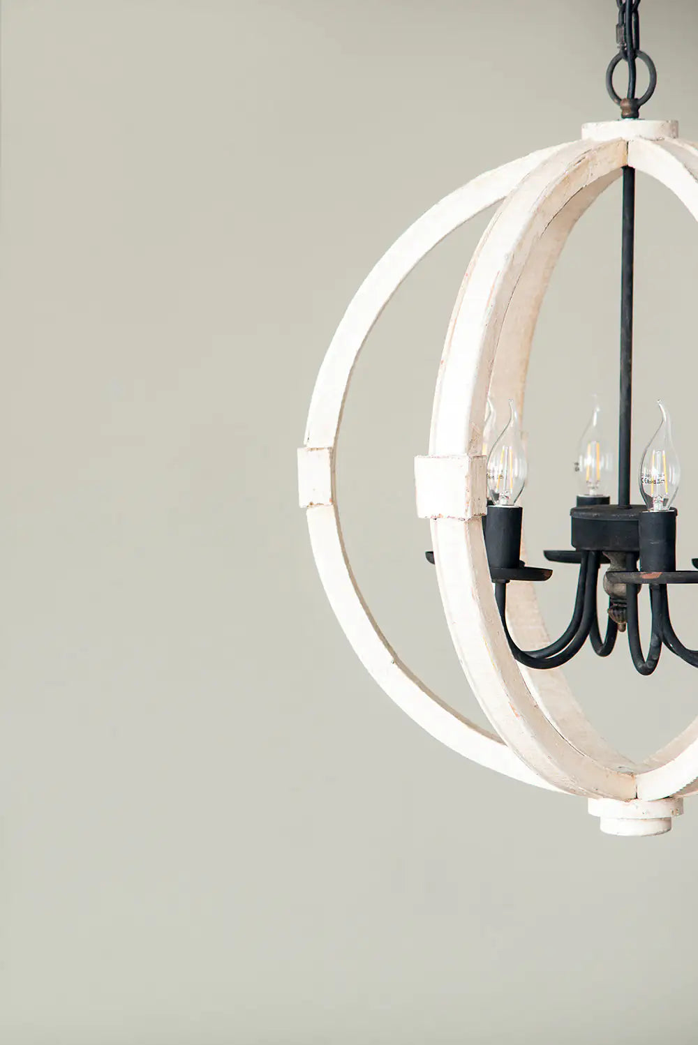 6 - Light Wood Chandelier With Adjustable Chain For Kitchen