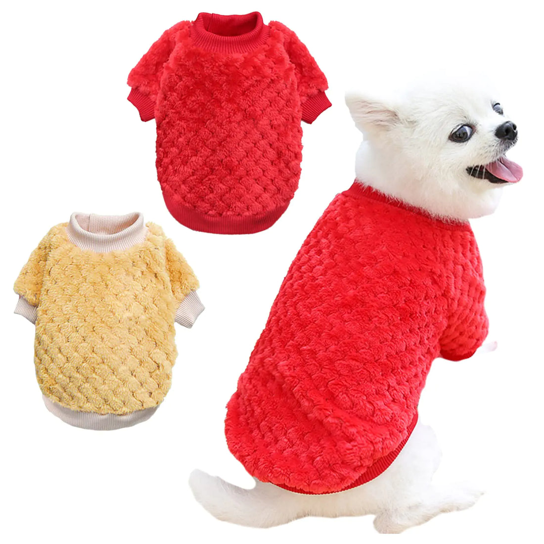 2 Pieces Winter Warm Puppy Clothes Fleece Pet Sweater Soft