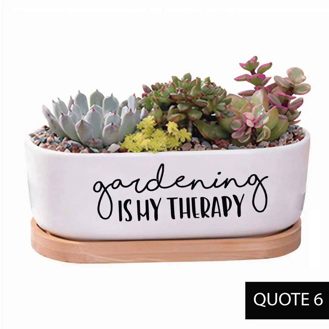 Message in a Planter - Oval 7" Gardening Is My Therapy